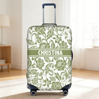 Personalized Floral Luggage Cover with Name, Colorful Bloom Suitcase Protector, Travel Accessory, Birthday/Anniversary Gift for Women/Travel Lovers