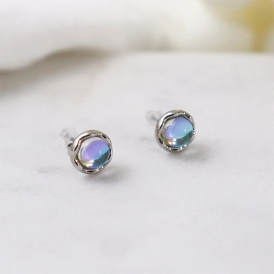 Titanium Moonstone Stud Earrings, Vintage Non-Tarnish Earrings, Implant Grade Titanium Waterproof Stud Earrings, Women's Dainty Jewelry, Gift for Her