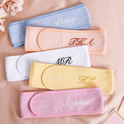 Personalized Embroidered Name Spa Headband, Skincare Makeup Hair Band, Bachelorette Party Favor, Beauty Accessory, Gift for Her/Friends/Bridesmaid