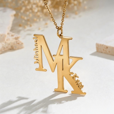 Personalized Double Initials Pendant Necklace with Names, Dainty Letters Necklace, Birthday/Mother's Day/Anniversary/Valentine's Day Gift for Women