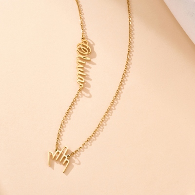 Personalized Sideways Name Tiny Middle Finger Necklace, Minimalist F**k You Charm Necklace, Funny Jewelry, Birthday Gift for Family/Friends