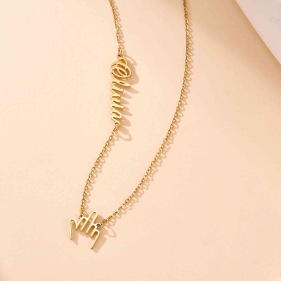 Personalized Sideways Name Tiny Middle Finger Necklace, Minimalist F**k You Charm Necklace, Funny Jewelry, Birthday Gift for Family/Friends