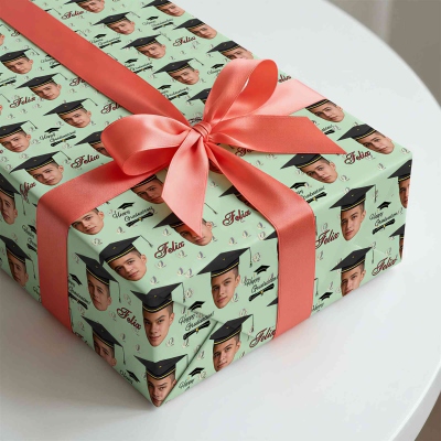 Personalized Name & Face Photo Graduation Wrapping Paper, A3/A2/Standard Graduation Gift Wrap, Gift for Graduates/Classmates/Family/Friends
