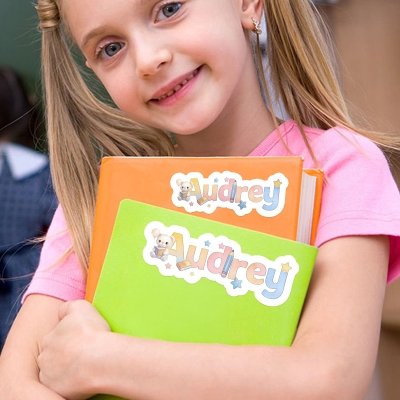 Personalized Cute Balloon Cartoon Animal Star Stickers with Name, Labels for Notebook/Bag/Bottle, Back to School/Birthday Gifts for Kids/Girls/Boys