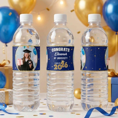Personalized Photos & Name Congratulations Graduation Water Bottle Labels (Set of 20), Waterproof Graduation Party Favor Stickers, Gifts for Graduates