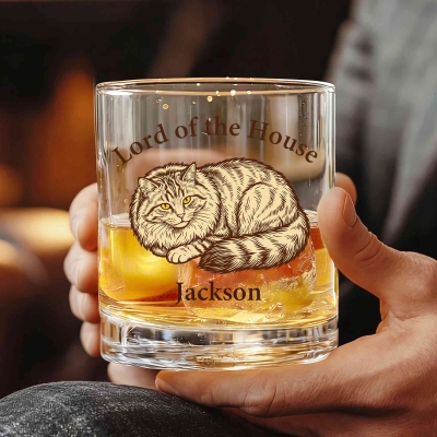 Personalized Pet Portrait Wine Glass with Name, 10oz Old Fashioned Cat/Dog Whiskey Glass, Birthday/Anniversary/Memorial Gift for Pet Lovers/Owners