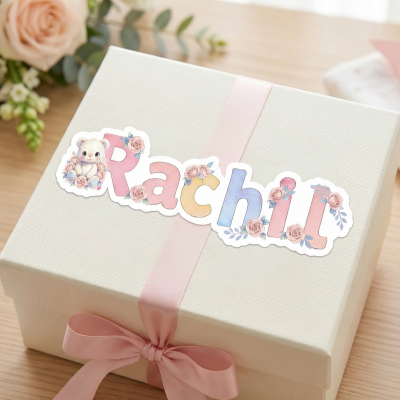 Personalized Cartoon Floral Animal Stickers with Name, Waterproof Labels for Notebook/Bag/Bottle, Back to School/Birthday Gifts for Kids/Girls/Boys