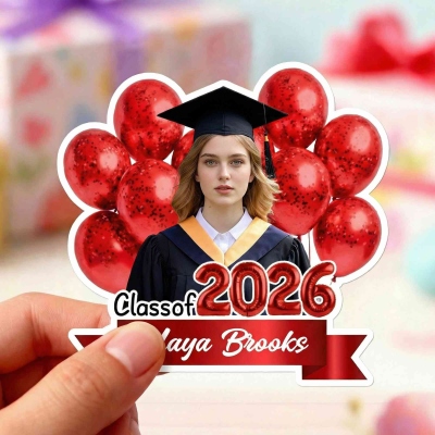 Personalized Photo Graduation Balloons Design Stickers with Name & Year, Waterproof Self-Adhesive Graduation Party Favor Labels, Gifts for Graduates