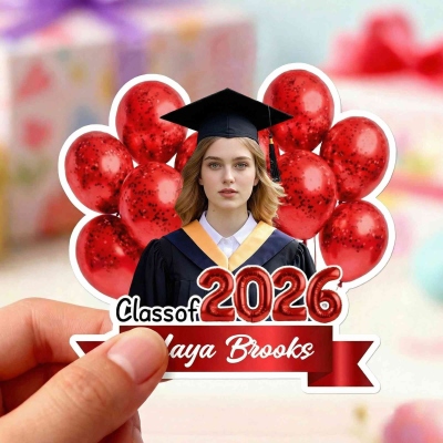 Personalized Photo Graduation Balloons Design Stickers with Name & Year, Waterproof Self-Adhesive Graduation Party Favor Labels, Gifts for Graduates