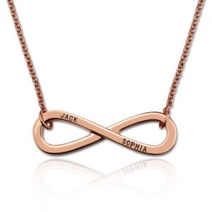 Engraved Infinity Symbol 2 Names Necklace In Rose Gold
