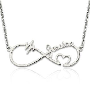 Love Knot Necklace with Names Sterling Silver