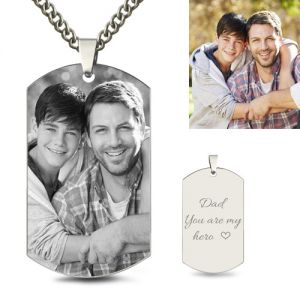Custom Father & Son Photo Dog Tag Necklace in Titanium Steel