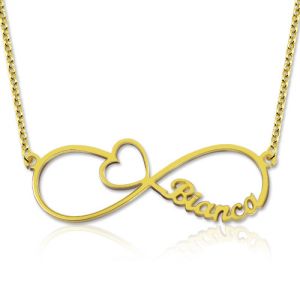 Infinity Name Necklace With Arrow Heart Gold Plated