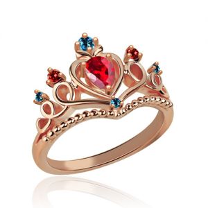 Beautiful Tiara Birthstone Ring In Rose Gold