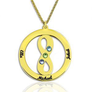 Circle Name Necklace with Infinity Symbol Gold Plated