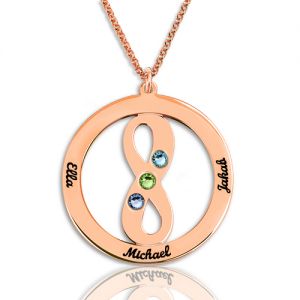 Circle Name Necklace with Infinity Symbol In Rose Gold
