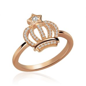 Sparkle Star-shaped Birthstone Crown Ring In Rose Gold