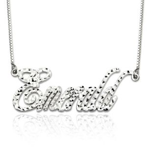 Personalized Champagne Style CNC Name Necklace Sterling Silver