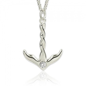 Anchor Birthstone Necklace Sterling Silver