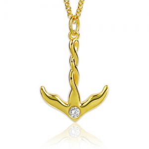 Anchor Birthstone Necklace Gold Plated