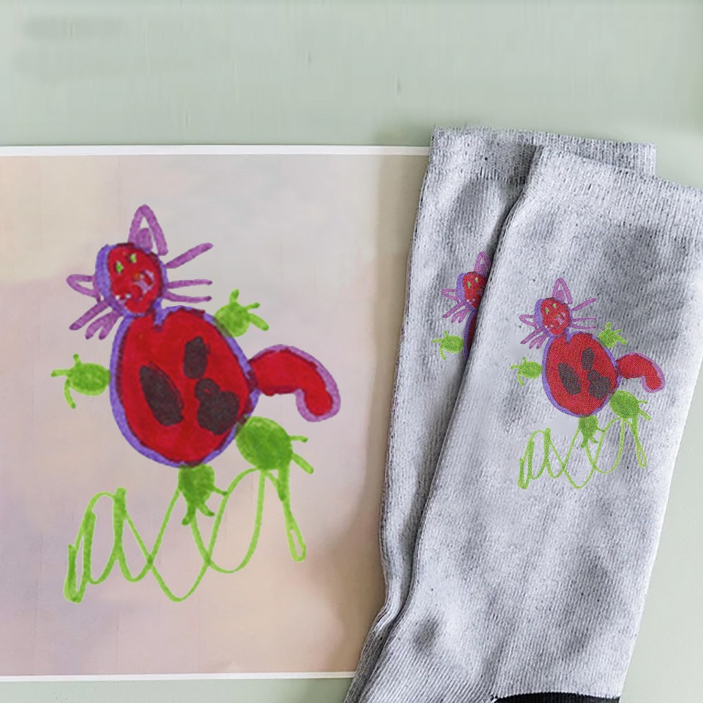 Kid's Artwork Dress Socks Turn Your Child's Handwriting or Drawing