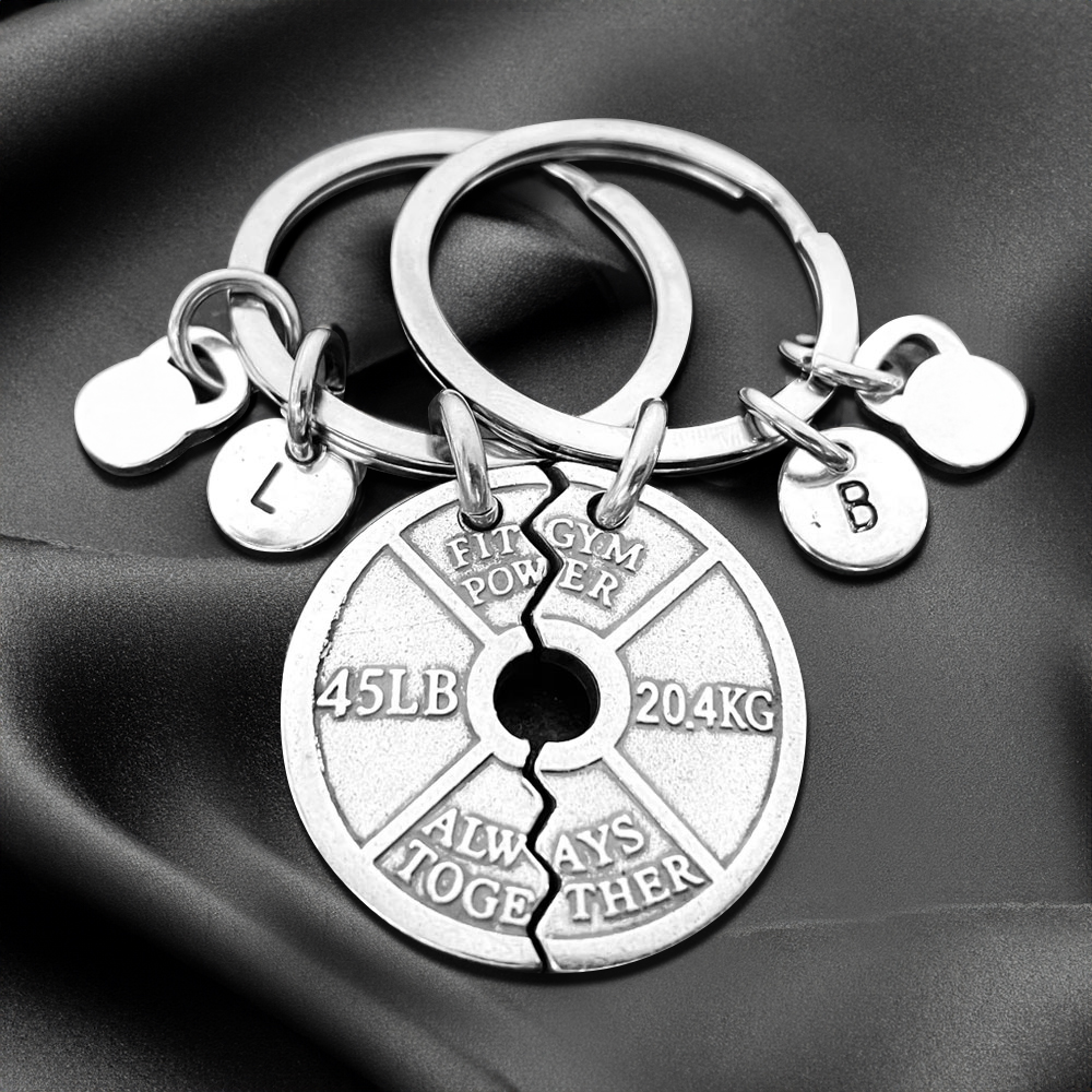 Porte-clés personnalisé initial Always Together, porte-clés pour couple de  gym avec plaque de poids, cadeaux de gym, cadeaux inspirants, cadeaux pour  amateurs de sport/couples