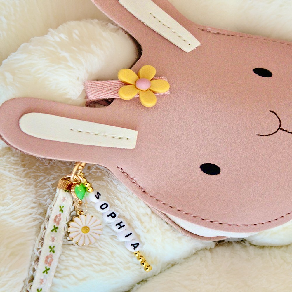 Little girl personalized name bunny crossbody bag