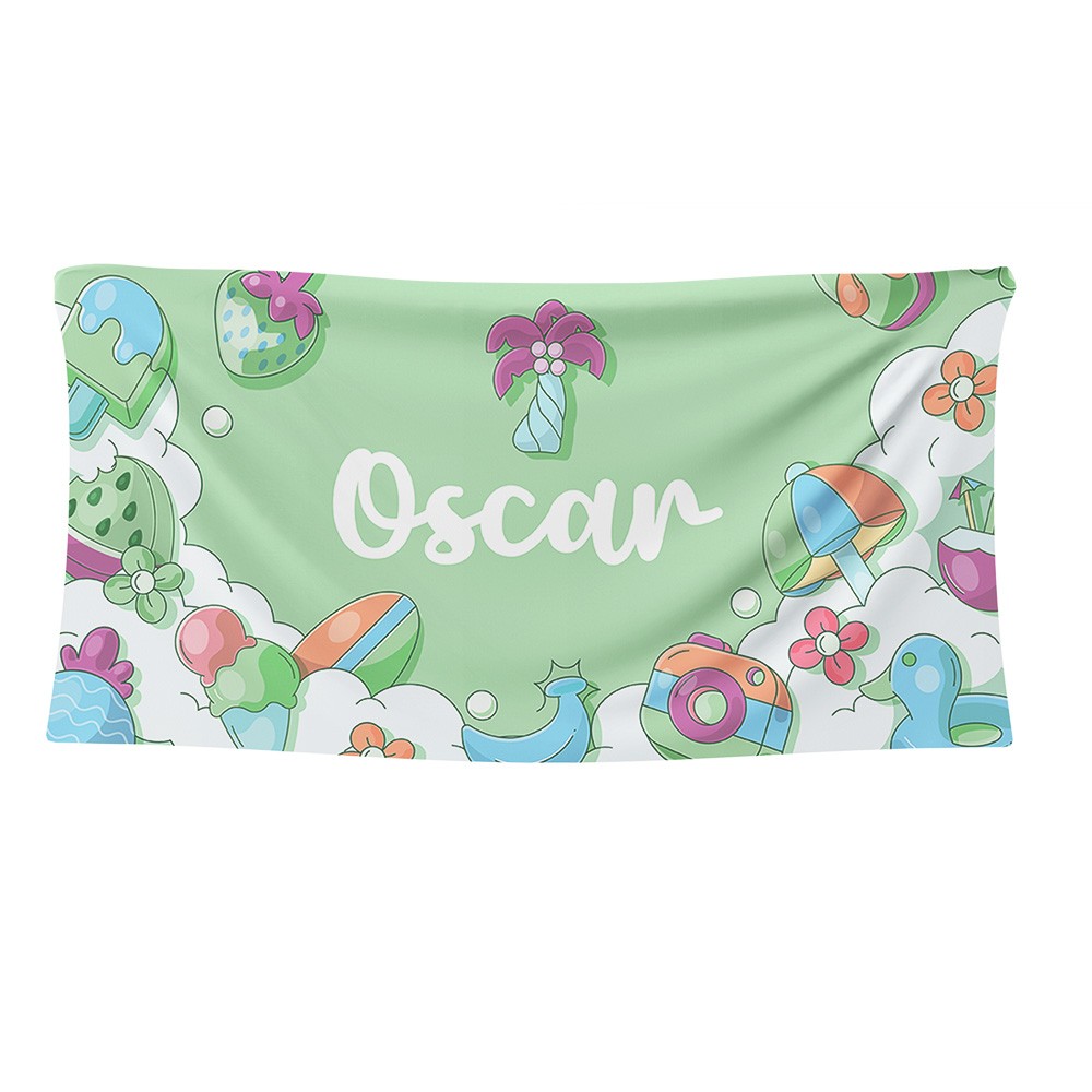 Serviette De Plage Personnalisable Avec Nom Dauphin - Microfibre 80x160 Cm, Grande Taille, Pour Enfants Et Adultes