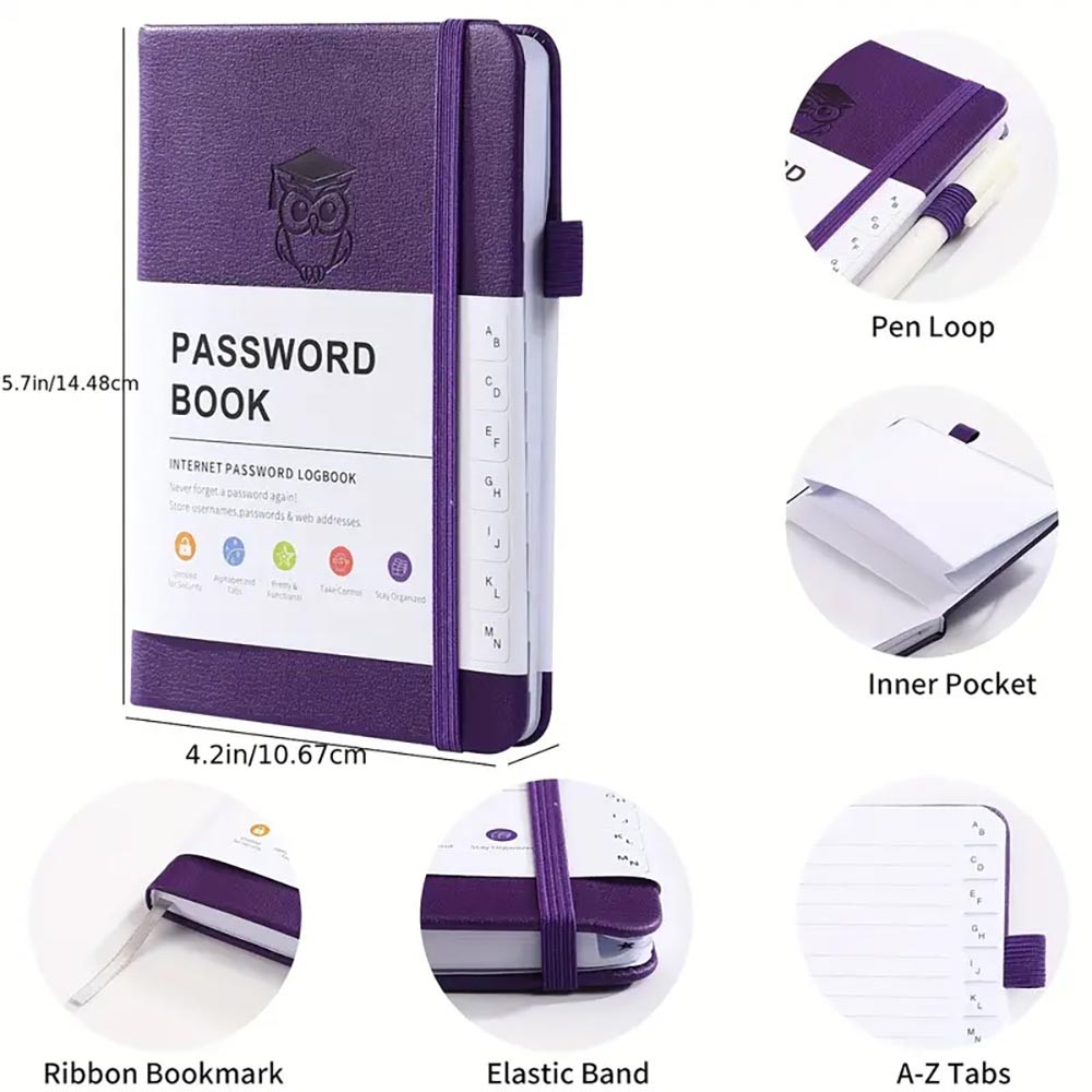 Password Book with Alphabetical Tabs Hardcover Password Manager Notebook for Seniors, Internet Password Journal Diary