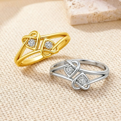Personalized Double Birthstones Interlocking Heart Ring, Sterling Silver 925 Ring for Women, Birthday/Mother's Day/Anniversary Gift for Her/Mom/Bestie
