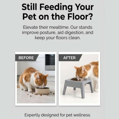 Personalized Elevated Pet Bowl Stand with Name, 3D Printed Colorful Cat/Dog Food & Water Feeder Holder, Pet Neck Friendly, Gift for Pet Lovers/Owners