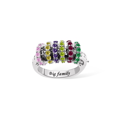 Personalized Multi Family Birthstone Circles Ring, Family Together Forever Birthstones Ring, Mother's Ring, Birthday/Mother's Day Gift for Mom/Grandma