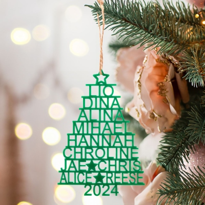 Personalized Family Names Christmas Tree Ornament, Acrylic Holiday Family Tree Hanging Decoration, Christmas Gift for Her/Mom/Grandma/Family/Hostess