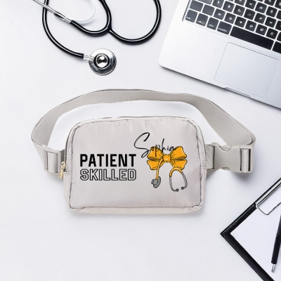 Custom Name Bow Stethoscope Waist Belt Bag with Adjustable Strap, Medical First Aid Fanny Pack, Birthday/Appreciation Gift for Nurses/Medical Staff