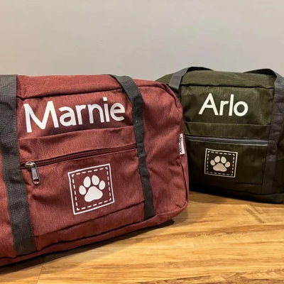 Personalised Pet Dog Travel Bag Holdall For Weekend Dog Cat Paw Print Name Bestseller Water Resistant Training Competition Kennel Club Dogs
