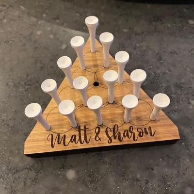 Personalized Triangle Peg Jump Game, golf tee, solitaire, gift / family / bar / fun / gamer / housewarming / Dad / Wedding / stocking