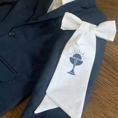 Personalized First Holy Communion Arm Band | Monogrammed Boys Communion Sash | First Communion Accessories Boy | Communion Pocket Square