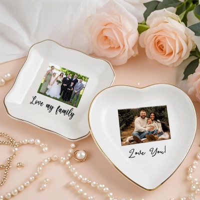 Personalized Photo Ring Dish with Text