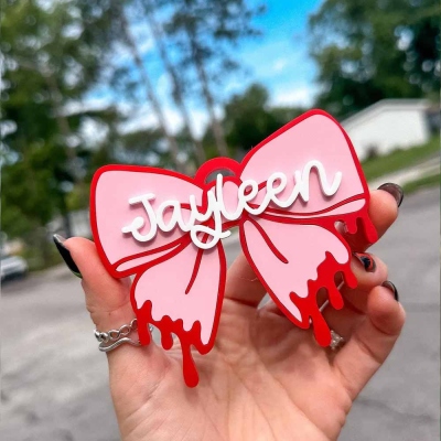 Personalized Halloween Spooky Bow Name Tag, Custom Colorful Bow Tag, Trick or Treat Basket Decor, Party Favors, Halloween Gift for Kids/Girls/Her