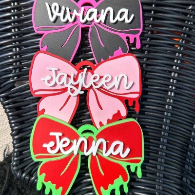 Personalized Halloween Spooky Bow Name Tag, Custom Colorful Bow Tag, Trick or Treat Basket Decor, Party Favors, Halloween Gift for Kids/Girls/Her