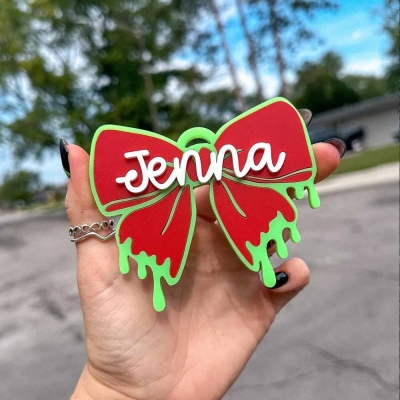 Personalized Halloween Spooky Bow Name Tag, Custom Colorful Bow Tag, Trick or Treat Basket Decor, Party Favors, Halloween Gift for Kids/Girls/Her