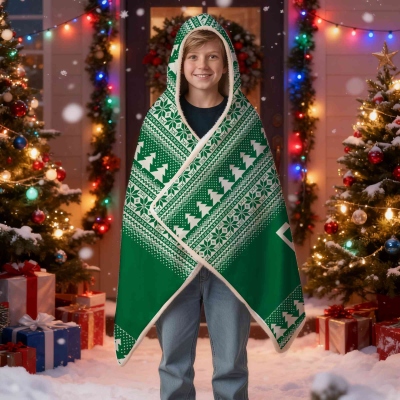 Personalized Fair Isle Style Christmas Soft Hooded Blanket with Name, Multicolor Christmas Hooded Blanket, Christmas Gift