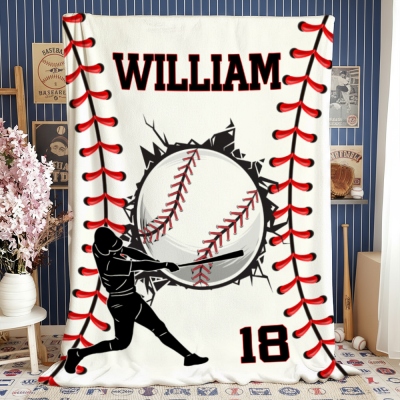Personalized Sportball Blanket with Name, Sport Blanket for Sportlover, Flannel/Sherpa Soft Bed Couch Throw, Children's Day/Birthday Gift for Sports Lovers/Kids/Family