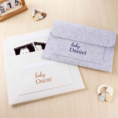 Personalized Embroidered Baby Name Pregnancy Document Folder, Storage Bag for Pregnancy Notes, Baby Shower/Birthday Gift for New Mom/Newborns