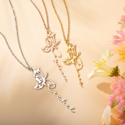 Personalized Butterfly Necklace with Custom Name Necklace, Butterfly Choker Dainty Pendant Necklace Jewelry, Inspiration Jewelry Gift for Her