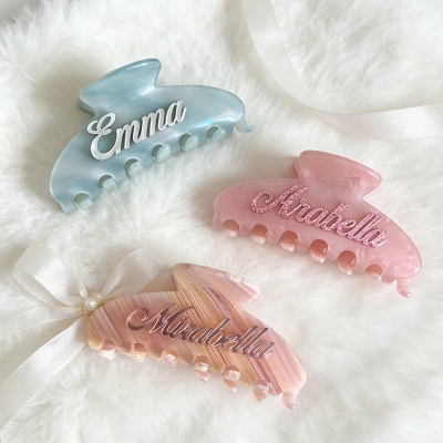 Personalized Name Glitter Claw Clip, Elegant Gradient Hair Clip, Hair Accessory, Gift Box Stuff, Wedding/Proposal/Birthday for Her/Bridesmaids/Besties