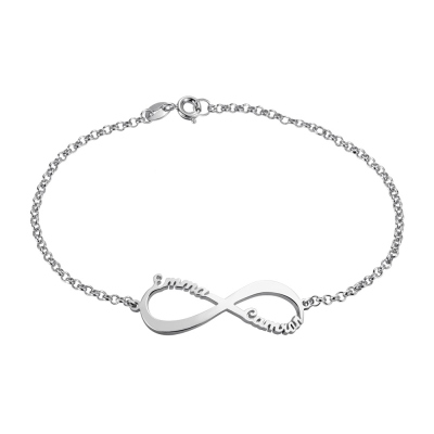 Personalized Infinity Symbol 2 Names Bracelet In Sterling Silver