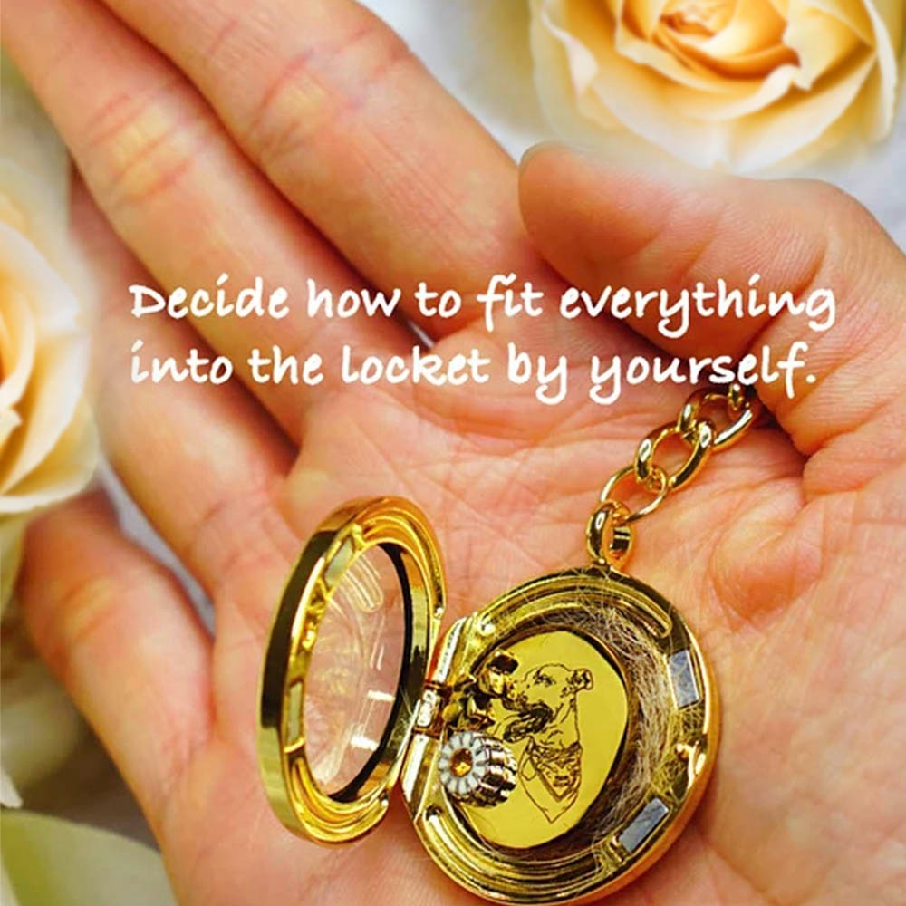 Pet Hair Keepsake Fur Locket Keychain, Pet Portrait Name Keychain