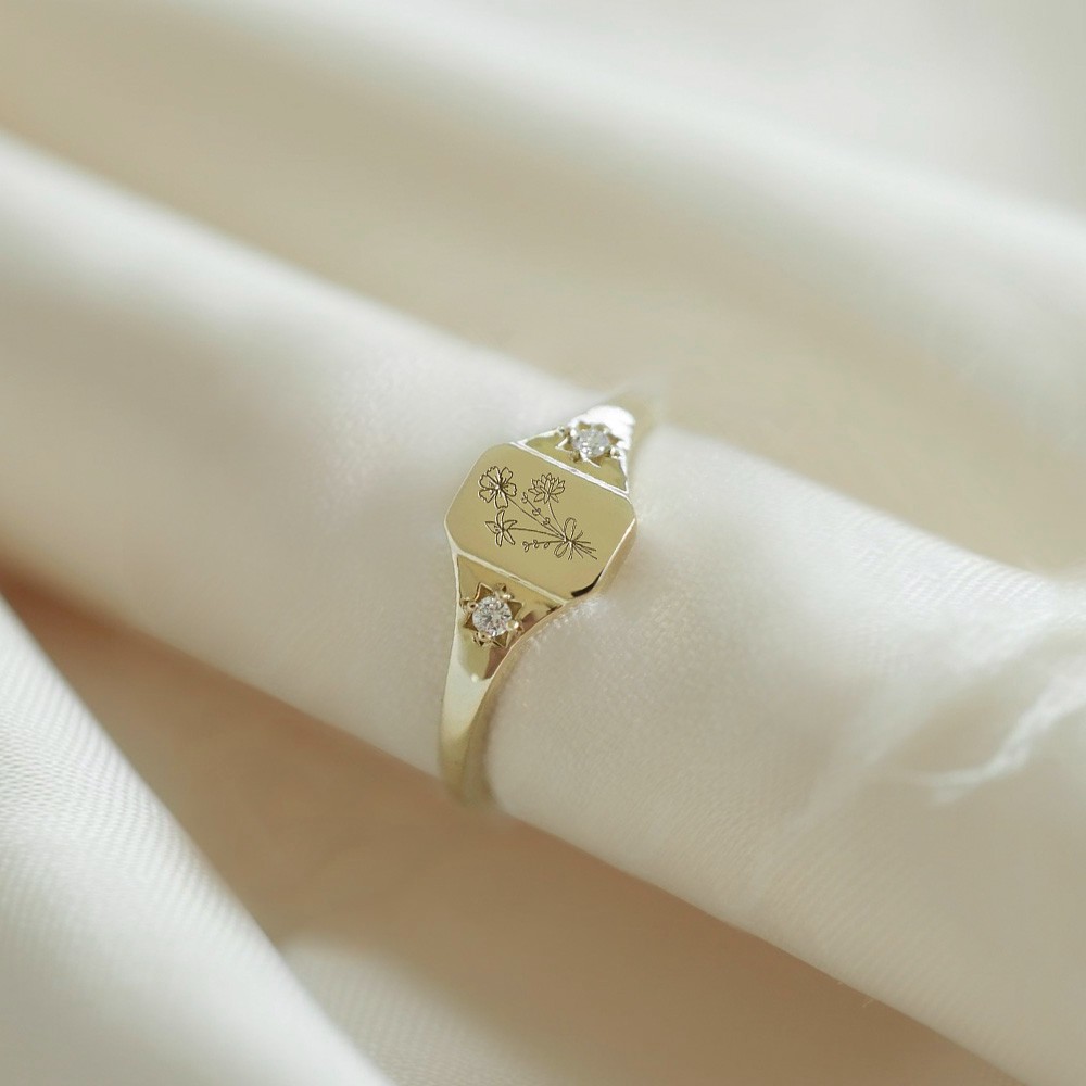 Personalized Birth Flowers Ring, Custom Birth Flowers Family Ring, 925 Sterling Silver Bouquet Ring, Personalized Ring for Women, Gift for Her