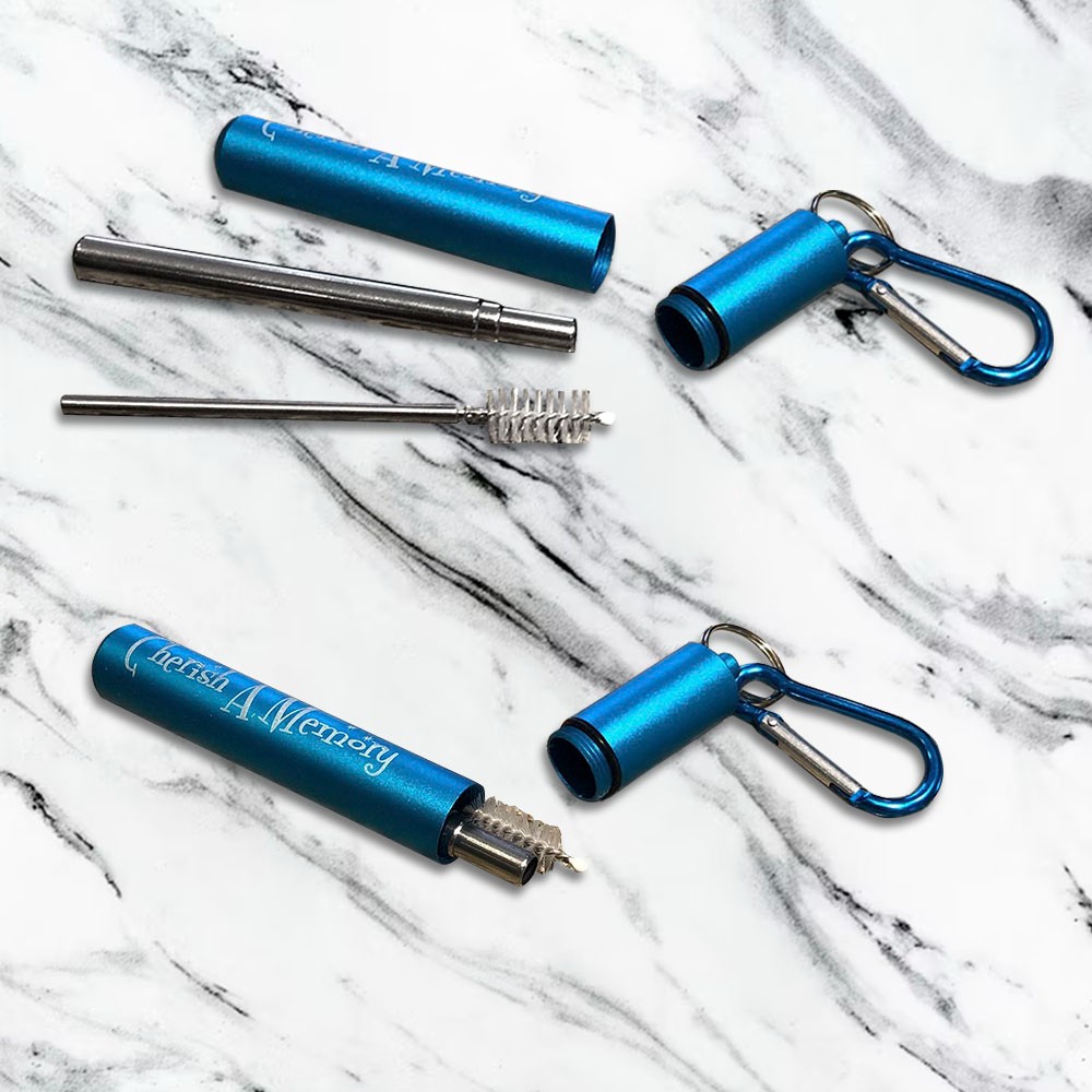 Personalized Reusable Drinking Straw, Collapsible Stainless Steel Straw